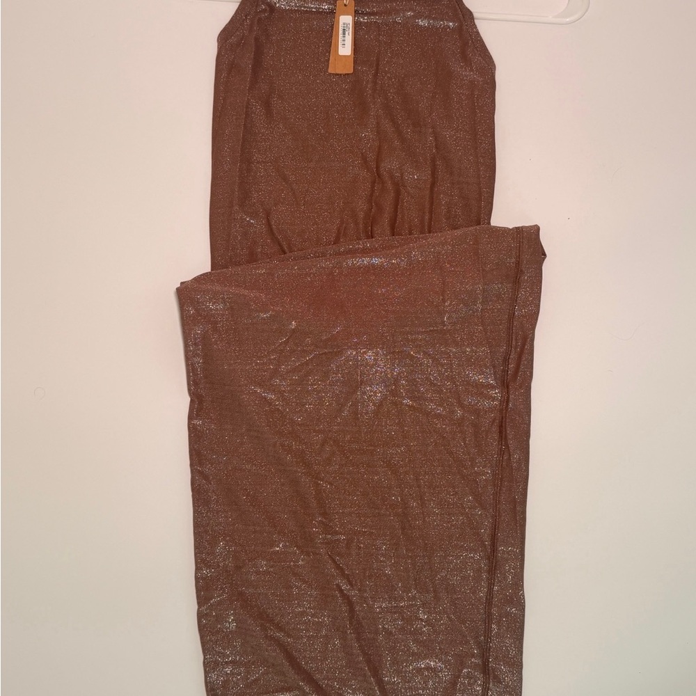 SKIMS Shimmering Tank Maxi Dress in Umber - Picture 2 of 5